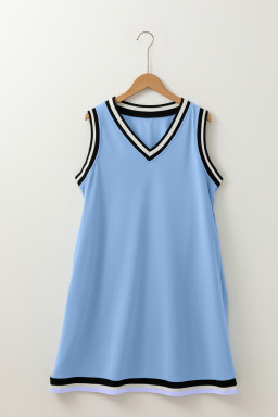 Myosotis Contrast Trim V Neck Sleeveless Mini Dress
