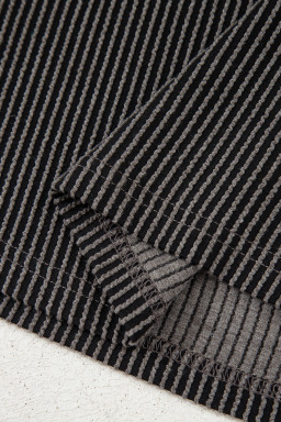 Carbon Grey Leopard Patchwork Trim Twisted Rib T Shirt and Cropped Pants Set