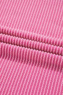 Bonbon Twist Ribbed Exposed Seam Detail Plus Size Top