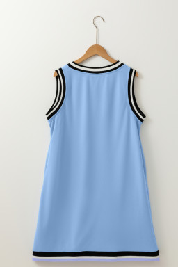 Myosotis Contrast Trim V Neck Sleeveless Mini Dress