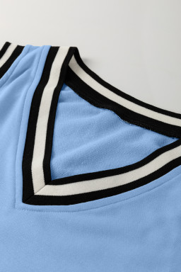 Myosotis Contrast Trim V Neck Sleeveless Mini Dress