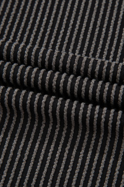 Carbon Grey Leopard Patchwork Trim Twisted Rib T Shirt and Cropped Pants Set