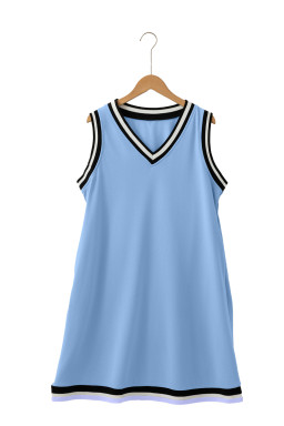 Myosotis Contrast Trim V Neck Sleeveless Mini Dress