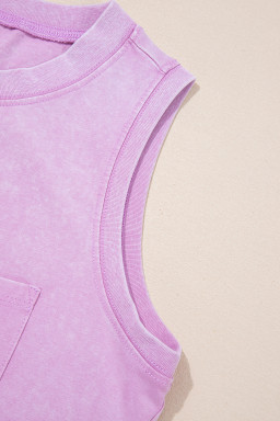 Phalaenopsis Mineral Wash Patched Chest Pocket Tank Top