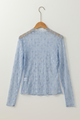 Ashleigh Blue Sheer Floral Lace Long Sleeve Slim Fit Top