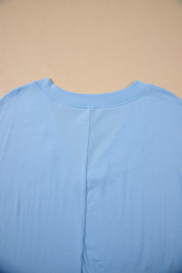 Myosotis Loose Half Sleeve V Neck Plain Romper