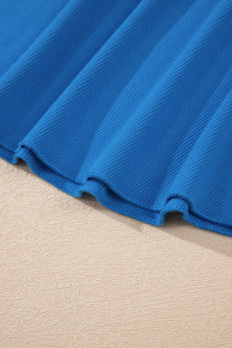 Blue A-line Draped High Waist Pocketed Lined Skort
