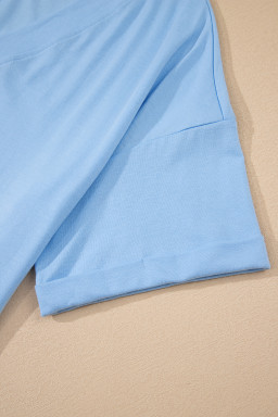 Myosotis Loose Half Sleeve V Neck Plain Romper