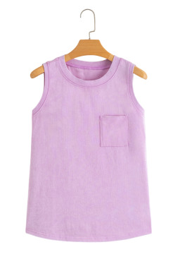 Phalaenopsis Mineral Wash Patched Chest Pocket Tank Top