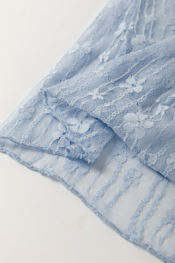 Ashleigh Blue Sheer Floral Lace Long Sleeve Slim Fit Top