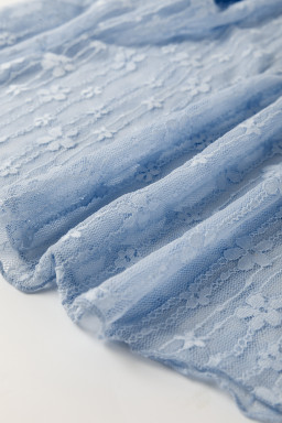 Ashleigh Blue Sheer Floral Lace Long Sleeve Slim Fit Top