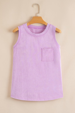 Phalaenopsis Mineral Wash Patched Chest Pocket Tank Top