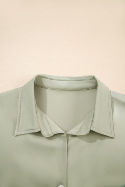 Laurel Green Plain Buttoned Collar T Shirt Dress