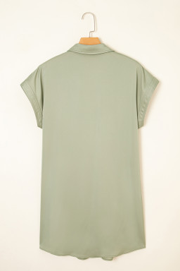 Laurel Green Plain Buttoned Collar T Shirt Dress