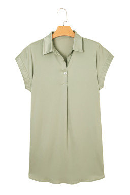 Laurel Green Plain Buttoned Collar T Shirt Dress