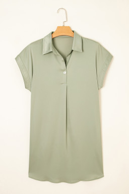 Laurel Green Plain Buttoned Collar T Shirt Dress
