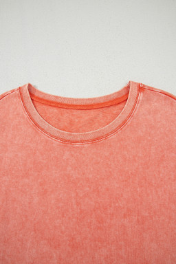 Carrot Mineral Wash Pocketed T-shirt Dress