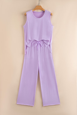 Orchid Petal Tank and Straight Loose Drawstring Pants Set