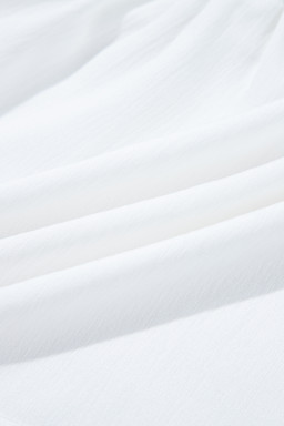 White Flower Lace-up V Neck Flowy Babydoll Blouse