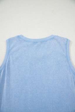 Beau Blue Mineral Wash Pocket Tank Mini Dress