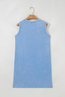 Beau Blue Mineral Wash Pocket Tank Mini Dress