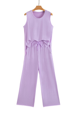 Orchid Petal Tank and Straight Loose Drawstring Pants Set