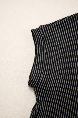 Carbon Grey Corded Colorblock Pocket Crew Neck T Shirt