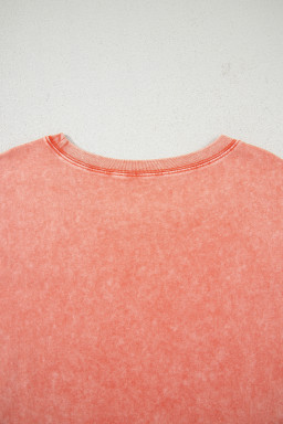 Carrot Mineral Wash Pocketed T-shirt Dress