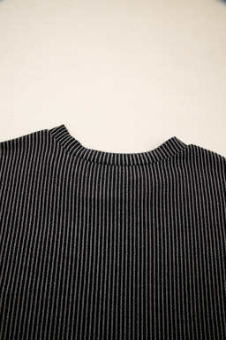 Carbon Grey Corded Colorblock Pocket Crew Neck T Shirt