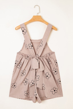 Sepia Rose Floral Print Pockets Loose Casual Romper