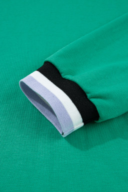 Mint Green Preppy Contrast Striped V Neck Long Sleeve T-shirt Dress