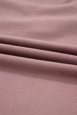 Old Rose Ruched Sweetheart Neck Ribbed Long Sleeve Top