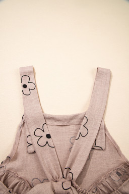 Sepia Rose Floral Print Pockets Loose Casual Romper