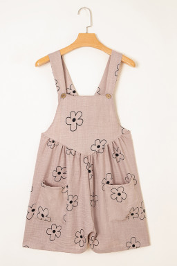Sepia Rose Floral Print Pockets Loose Casual Romper