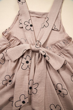 Sepia Rose Floral Print Pockets Loose Casual Romper