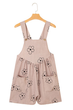 Sepia Rose Floral Print Pockets Loose Casual Romper