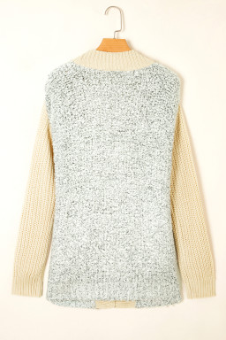 High-rise Patchwork Side Pockets Open Front Cardigan