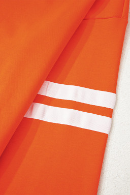 Orange Preppy Striped Sleeve Loose Sweatshirt