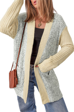High-rise Patchwork Side Pockets Open Front Cardigan