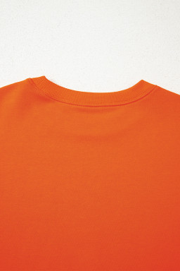 Orange Preppy Striped Sleeve Loose Sweatshirt