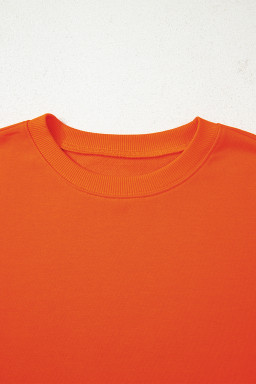 Orange Preppy Striped Sleeve Loose Sweatshirt