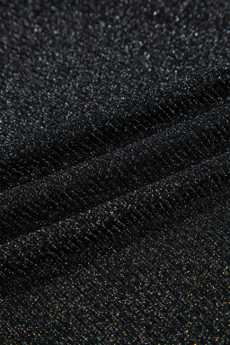 Black Metallic Glitter Mesh Long Sleeve Top