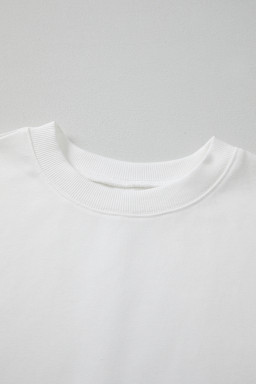 White Floral Dotted Print Patchwork Sleeve High Low Sweatshirt