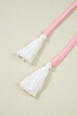 Pink Striped Crewneck Tee and Drawstring Shorts Set