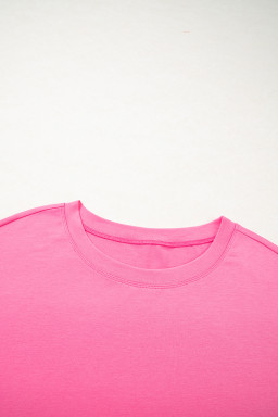 Pink Raw Edge Frayed Star Patched Plus Size Top