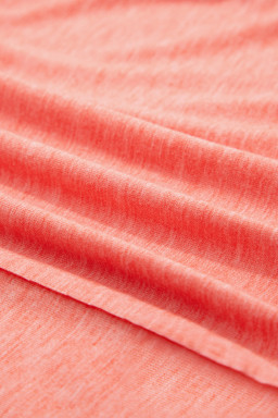 Fresh Salmon Floral Patched V Neck Long Sleeve Top