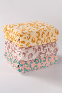 Pink Leopard Print Plush Bath Towel