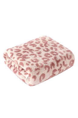 Pink Leopard Print Plush Bath Towel