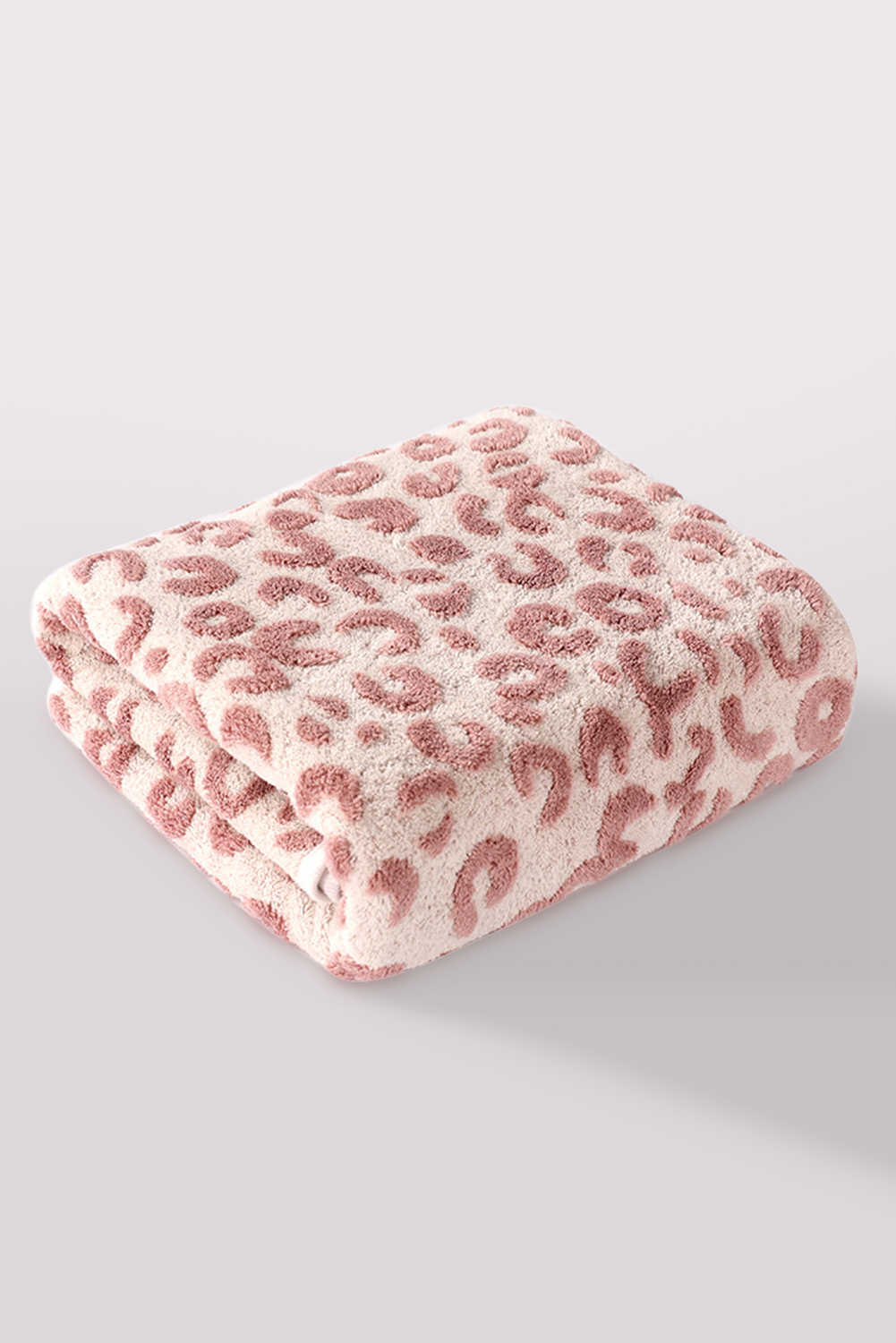 Pink Leopard Print Plush Bath Towel