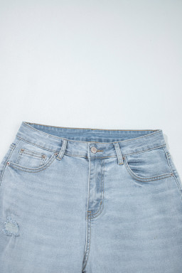 Beau Blue Mid Rise Ankle-Length Distressed Skinny Jeans